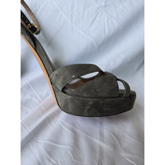 Emporio Armani Womens Size 7.5 Olive Green Suede Stiletto 5" Heels Wedding 38.5 - Picture 10 of 11